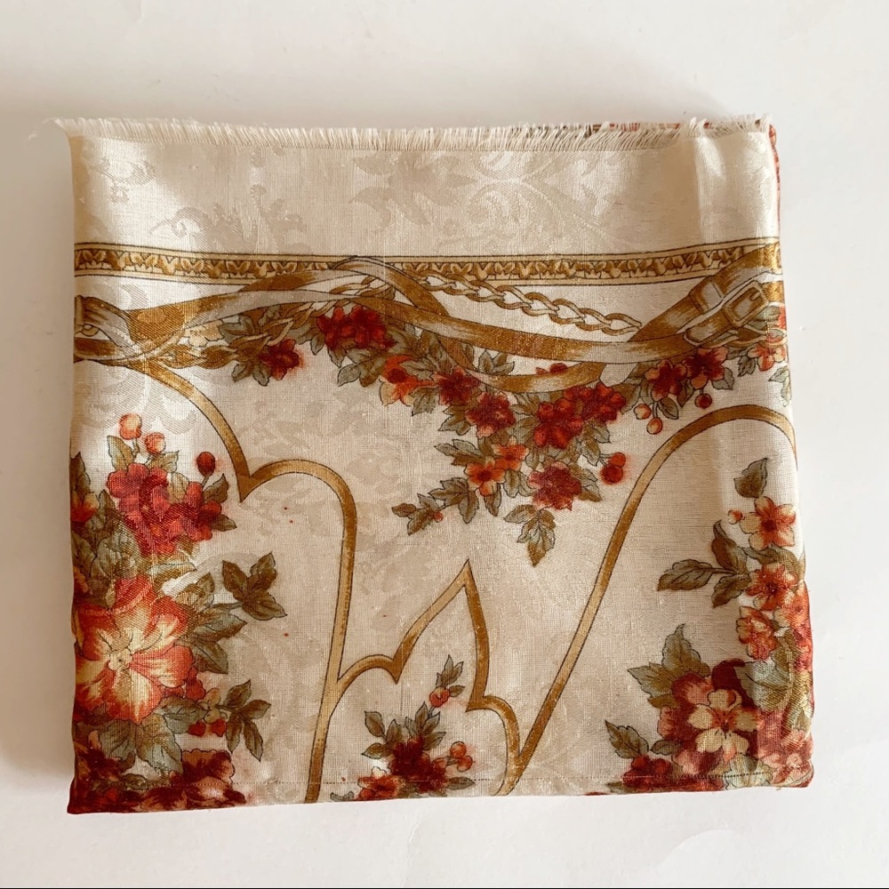 Vtg Floral Scarf Made in Italy Polyester Square - Picture 9 of 9